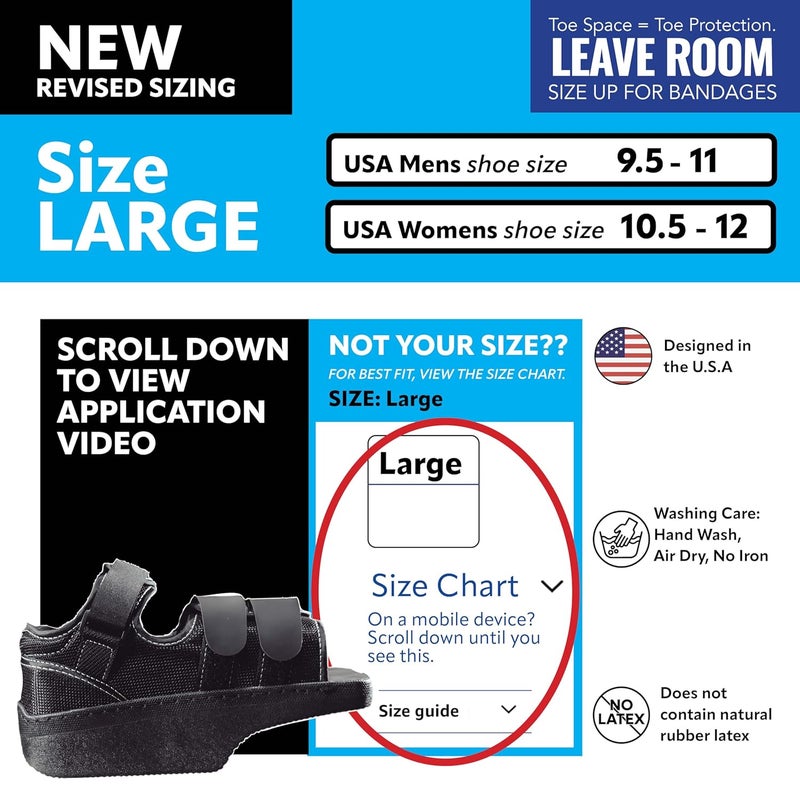 Braceapedia Wedge Post-Op Shoe, Medical Offloading Shoes for Toe Injuries, Surgical and Orthopedic Boot for Foot, Plantar Fasciitis, Bunion, Hammertoe, Broken Toe Support for Men and Women, Size L - Image 2